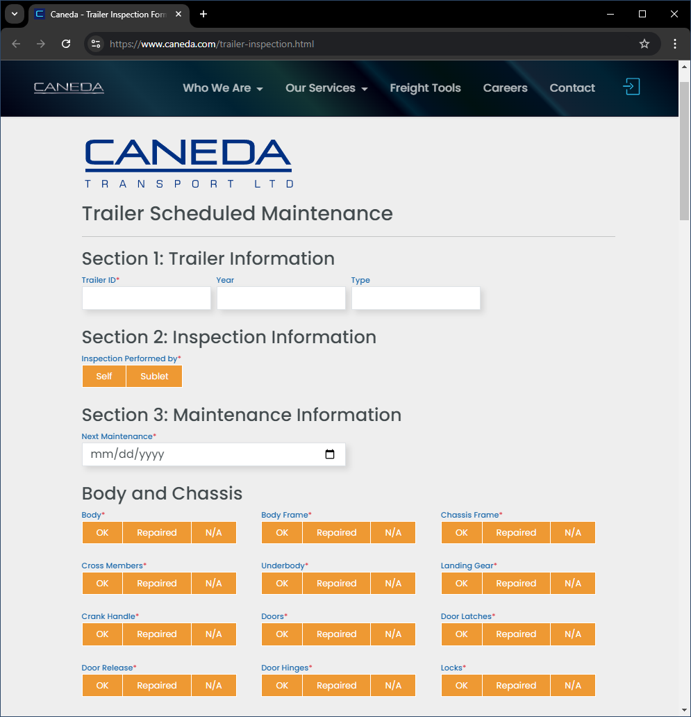 Caneda Transport Maintenance Form by Wizara